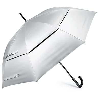 G4Free UPF 50+ 52 Inch UV Protection Umbrella, Automatic Open Hook Handle J Stick Golf Umbrellas for Rain, Sun & Wind Protection