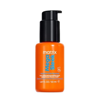 Matrix Mega Sleek 96H Anti-Frizz Topcoat Serum - Humidity Resistant Heat Protection, For Frizzy Hair & All Hair Types, Anti-Frizz Hair Care, Shine Serum