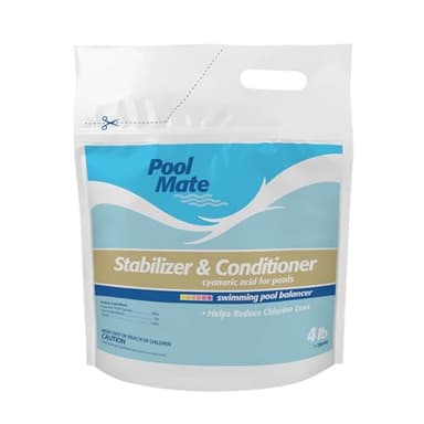 Pool Mate 4-Pounds Premium Pool Stabilizer and Conditioner, Concentrated Cyanuric Acid for Pools, Helps Chlorine Last Longer