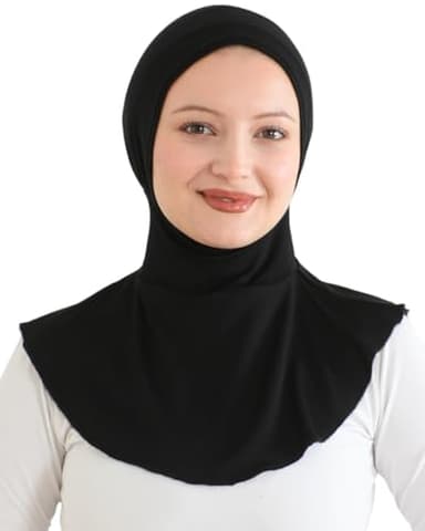 Prien Sport Hijab For Women, Muslim Head Scarf, Flexible Turban Girls, Chic Islamic Wear For Gym, Neck Collar Bonnet Viscose (Black)