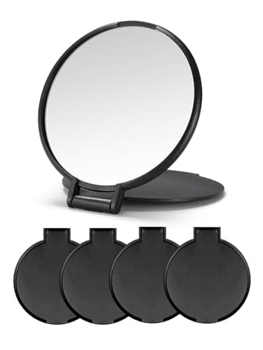 Qislee Compact Mirror Bulk, Round Makeup Mirror for Purse, Set of 4 (Black)