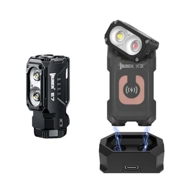WUBEN E7 1800 Lumen Rechargeable Mini Flashlight with Magnet Bundle X3 Mini Rechargeable Flashlight with Charging Base 180 Degree EDC Keychain Flashlight