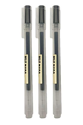 Muji Gel Ink Ball Point Pen, Black, 0.5mm, Pack of 3 (Japan Import)