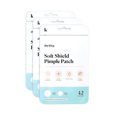 The Klog Soft Shield Pimple Patches by Soko Glam, Korean Facial Skin Care Hydrocolloid Acne Patches for Face & Body, Invisible Zit Stickers 10mm & 14mm, Vegan & Cruelty Free, 126 Dots (Pack of 3)