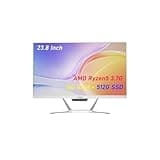 suevery Prebulilt All in One PC 24" FHD Screen AMD Ryzen5 3.7G（UP to 4.2Ghz） 512G SSD DDR4 16G RAM 1080P KB&Mouse White Business Office Home AIO Desktop Computer Gaming PC