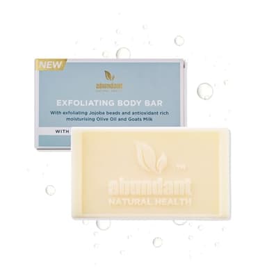 Abundant Natural Health Magnesium Exfoliating Body Bar Enriched With Goat’s Milk and Olive Oil to Soothe and Hydrate Skin, Gentle Exfoliator, 90g