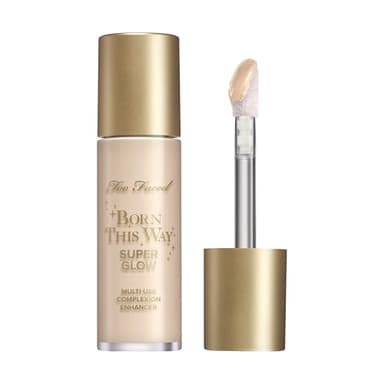 Too Faced Born This Way Super Glow Multi-Use Highlighting Skin Enhancer | Hydrating, Natural, All-Over Glow + Luminous Finish for Lit-From-Within Skin | Non-Greasy + Blendable, Vanilla Beam, 1 Fl Oz