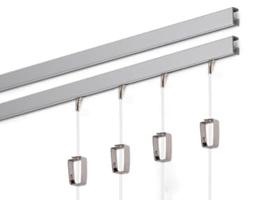 STAS Minirail Picture Hanging System Set - Covers 29.53 ft of Wall Space - Smallest Picture Rail & Art Hanging Gallery Kit for Art Display (Matte Silver Rails, Includes 12 Hooks & Cords)