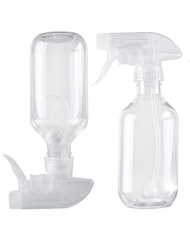 TERESRY 2 Pack 360° Spray Bottles, 10 oz Plastic Small Containers with Adjustable Spray Nozzles, Spray Bottles for Hair, Cleaning Solutions, BBQ and Plants Clear