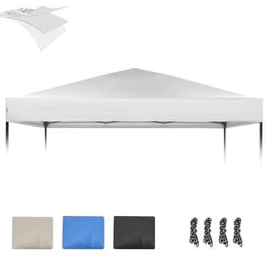 10×10 Canopy Replacement Top, Pop Up Canopy Replacement Tent Cover for Straight Leg Frame, Waterproof Canopy Top Cover for Garden Patio Camping (Top Only)(Silver White)