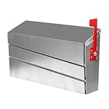xhlokk Wall Mount Mailboxes, Stainless Steel Panel Metal Mailboxes for Outside, Large Capacity Galvanized Steel Rust-Proof Lockless Morden Mailbox, with Flag