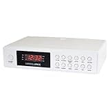 HANNLOMAX HX-155CR Kitchen Clock Radio with Cooking Timer, PLL FM Radio, Digital Clock with Dual Alarm, Red LED Display, Wall Mount or Stand Alone, AC Operation only.