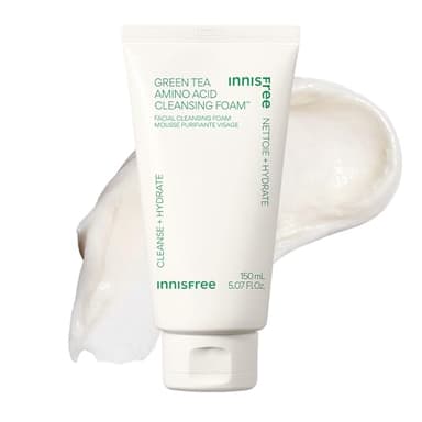 innisfree Green Tea Amino Acid Cleansing Foam, Sulfate-Free Hydrating Korean Face Wash, Gentle Lather, pH-Balanced Skincare