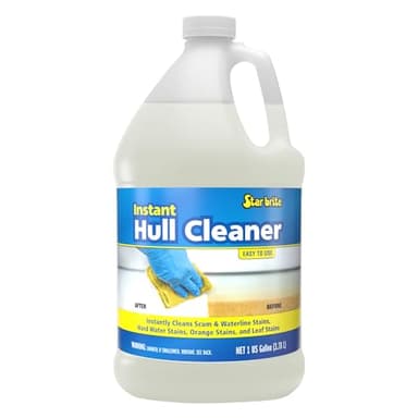 STAR BRITE Instant Hull Cleaner - Easily Remove Stains, Scum Lines & Grime for Boat Hulls, Fiberglass, Plastic & Painted Surfaces - Wipe On, Rinse Off Formula - 128 Ounce Gallon (081700)
