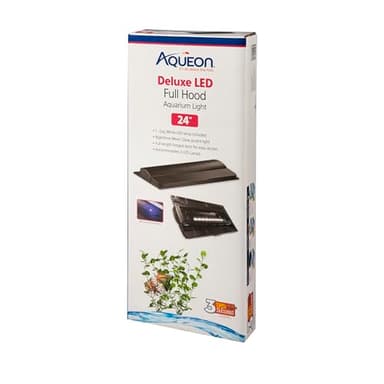 Aqueon LED Deluxe Fish Tank Aquarium Full Hood, Black, 24 Inch