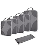BAGSMART Compression Packing Cubes for Travel, Compressible Luggage Organizer for Carry On Suitcase, Lightweight Travel Essentials 6-Pack 1L+2M+2S+1Shoe Bag, Grey
