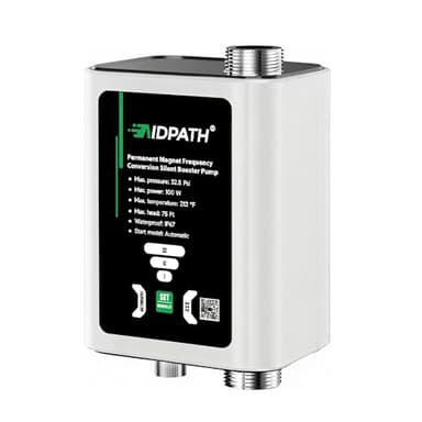 Aidpath 33 PSI, 0.13 HP Smart Water Pressure Booster Pump, 475 GPH, 3-Speed Adjustable, CCS Low-Flow Auto Start,115V, 3/4" NPT Inlet & Outlet×1/2"NPT Adapter for Home, Shower