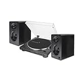 Audio-Technica AT-LP60X Fully Automatic Belt-Drive Stereo Turntable with Built-in Preamp and USB Output - Vinyl Playback Bundle with 3-Inch Powered Studio Monitors Pair (Black) (3 Items)