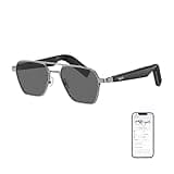 Smart Glasses with Language Translator, Wireless Bluetooth, ChatGPT AI, 11H Battery Life, Anti-Blue Light UV Protection (Dark Gray Polarized)