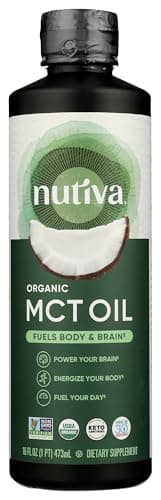 Nutiva Organic MCT Oil, Kosher, Keto Friendly, USDA Certified Organic, Non-GMO, 16 Fluid Ounce (Pack of 1)