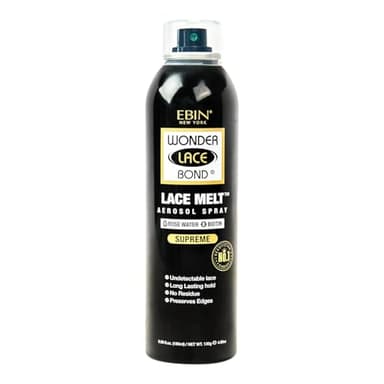 EBIN NEW YORK Wonder Lace Bond Lace Melt Aerosol Spray Rose Water + Biotin | Extra Firm Hold Wig Adhesive Spray | Soothing Hydrating Finish | 6.08 Fl Oz