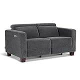 MCombo 62.2'' Wall Hugger Power Loveseat Recliner Sofa with Adjustable Headrest and USB & Type C Dual Charge Ports for Living Room, Office (Fabric, HL198) (Dark Grey)