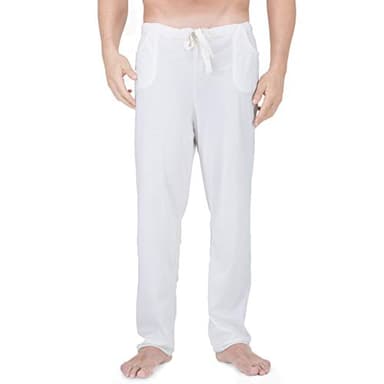 Cottonique Men's Latex-Free Drawstring Lounge Pants made from 100% Organic Cotton (Natural) (S/M)