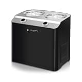 Homtone 2 Flavor Ice Cream Maker,Automatic Compressor Ice Cream Maker Machine with 2 Bowls,2.6QT (2 x 1.3qt) No Pre Freezing, Electric Gelato Maker & Sorbet Maker, 3 Modes, Keep Cool Function