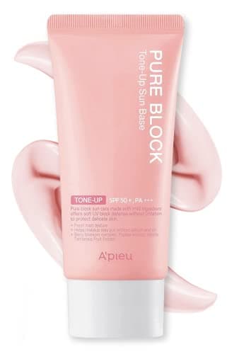 A'PIEU Pure Block Tone Up Sunscreen Base SPF5 50ml | Tone-Up Reef Safe Korean Sunscreen for Makeup Base