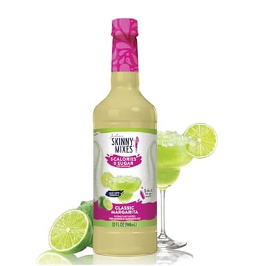 Jordan's Skinny Mixes Sugar Free Margarita Mix, Flavored Cocktail Mixer for Drinks, Fresh Lime Drink Flavoring for Cocktails & Mocktails, Low Calorie, Gluten Free, Keto Friendly, 32 Fl Oz, 1 Pack