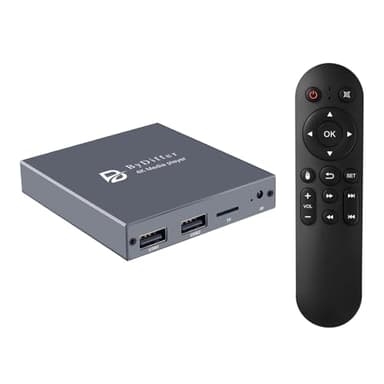ByDiffer 4K Digital Media Player, TV MP4 Video Player for USB Drive/TF Card, 4K@60Hz Digital Signage HD Media Players with HDMI/AV/Optical, H.265/HEVC, Looping Auto Playback, Grey