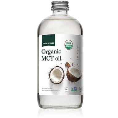 Natural Force Organic MCT Oil – Pure Glass Bottle – Made from 100% Virgin Coconut Oil + Certified Keto, Paleo, Kosher, Vegan & Non-GMO – Lab Tested for Quality and Purity - 16 Ounce