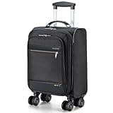 Ponhog Underseat Carry on Luggage With Wheels - 18 Inch Softside Expandable Under Seat Suitcase, Airline Approved Personal Item Bag for Men Women, Black