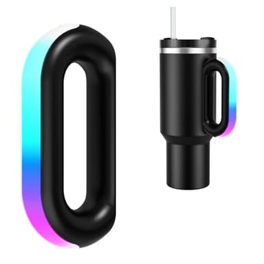 7 Modes LED Light-Up Tumbler Handle for Stanley Cup 40oz/30oz, Tumbler Handle with Pickup Music Rhythm Lights Use for Outdoor Party & Home, Birthday Christmas Valentine's Stanley Gift (H10 Black)
