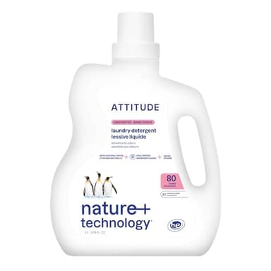 ATTITUDE Liquid Laundry Detergent, EWG Verified, HE Compatible, Plant-Based & Vegan, Natural Laundry Soap, Unscented, 80 Loads, 67.6 Fl Oz