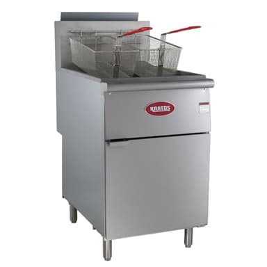 Kratos Commercial Gas Floor Fryer, Large 70/100 lb. Deep Fryer for Restaurants, 5 Heating Tubes, 150,000 BTU, 2 Fryer Baskets, Liquid Propane (29Y-012-LP)