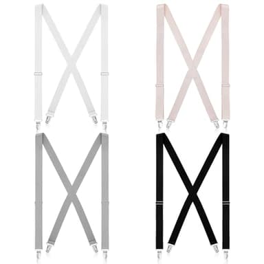 Hercicy 4 Pcs Women Suspenders Hidden for Women Pants Under Clothes Thin Suspenders Comfortable Lightweight Sturdy (Classic,1/2 Inch Wide)