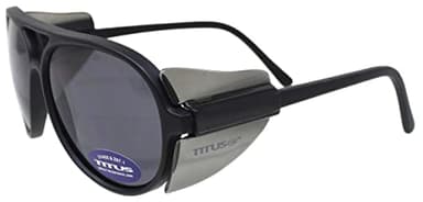 TITUS G35 Retro Aviator Z87 Sunglasses Eye Protection w/Side Shield Motorcycle Shooting DOT ANSI CE Approved Safety Glasses (Smoke)
