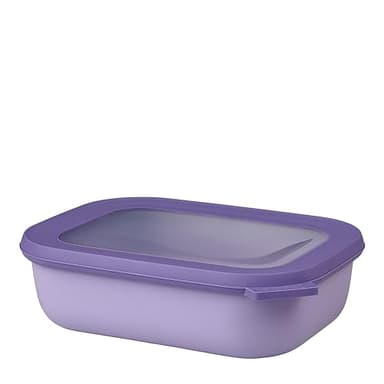 Mepal Cirqula 34oz/1,000ml Circular Rectangular Multi Food Storage & Serving Container with Transparent Lids | Perfect for Food Prep | Microwave & Dishwasher Safe | Nordic Lilac | Made in Holland