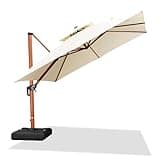 PURPLE LEAF 10ft Sun Umbrella Outdoor Heavy Duty Square Large Windproof Offset Cantilever Umbrella for Garden Deck Pool Patio, Cream