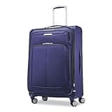 Samsonite Solyte DLX Softside Expandable Luggage with Spinner Wheels, Iris Blue, Checked-Medium 25-Inch