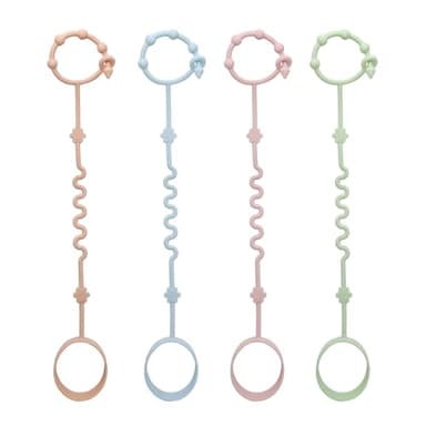 RTMOK (4Pcs) Sippy Cup Strap Keep Bottles and Sippy Cups Off The Floor, Sippy Cup Holder Strap Suitable for High Chairs, Strollers and Water Bottles- Dishwasher Safe