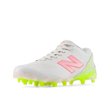 New Balance Women's FreezeLX V5 Low Lacrosse Shoe, White/Hi-Lite/Ultra Pink, 8 M