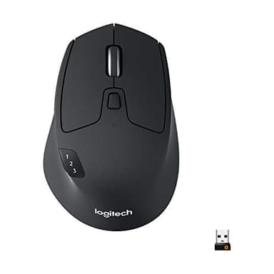 Logitech M720 Triathlon Wireless Mouse, Bluetooth, USB Unifying Receiver, 1000 DPI, 6 Programmable Buttons, 2-Year Battery, Compatible with Laptop, PC, Mac, iPadOS - Black