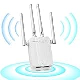 2025 WiFi Extender Signal Booster,WiFi Extender, 5G WiFi Booster with 1200Mbps Dual Band(Up to 10000sq.ft for 55+ Devices),WiFi Repeater with 4 Antennas 360° Full Coverage,1-Tap Setup & Ethernet Port