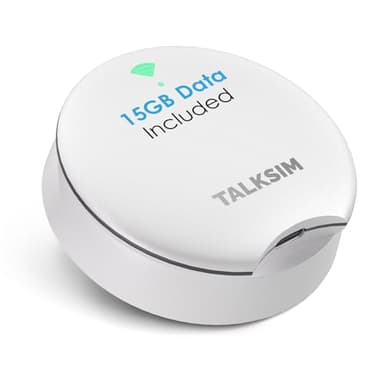 TALKSIM UFO Mobile Hotspot with 15GB Data, Portable Pocket WiFi 6 & 4G LTE Hotspot MiFi Device, Compatible with AT&T, T-Mobile, Verizon |10 Connected Devices, USA Coverage, No Contract (White, 15GB)