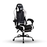 X Rocker Achiever PC Video Gaming Chair, Adjustable Ergonomic Office Desk Chair for Computer Gamers with Wheels, Black & White