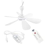 SCOOYEEES Silent USB Powered Ceiling Fan with Remote Control Timing 4 Speed, Quiet Small DC Plug in Ceiling Fan Hanging Fan for Camping Bed RV Tent Canopy Room