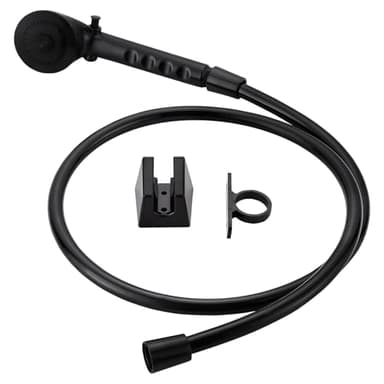 RV Shower Head with Hose, Outdoor Shower, Non-Metallic Outdoor RV Shower Kits Replacement, Camper Shower Head Kits with Hose Guide and Shower Wand Bracket Holder (‎Matte Black)