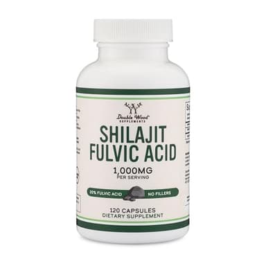 Shilajit Pure Himalayan Capsules (20% Fulvic Acid Supplement) 1,000mg of Authentic Shilajit Extract per Serving, 120 Count (High in Trace Minerals, No Fillers) by Double Wood